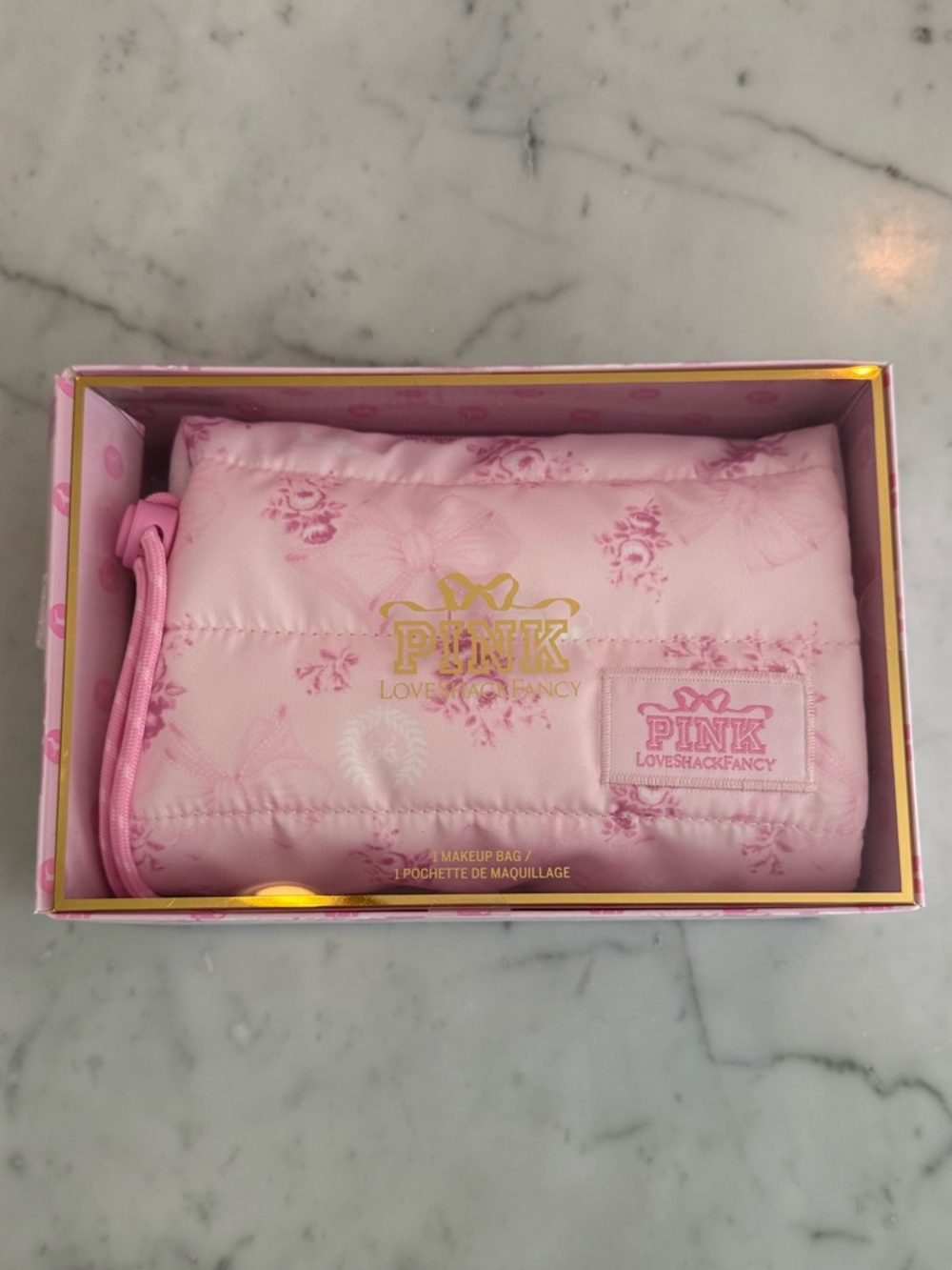 LoveShackFancy Pink Quilted Floral Pouch